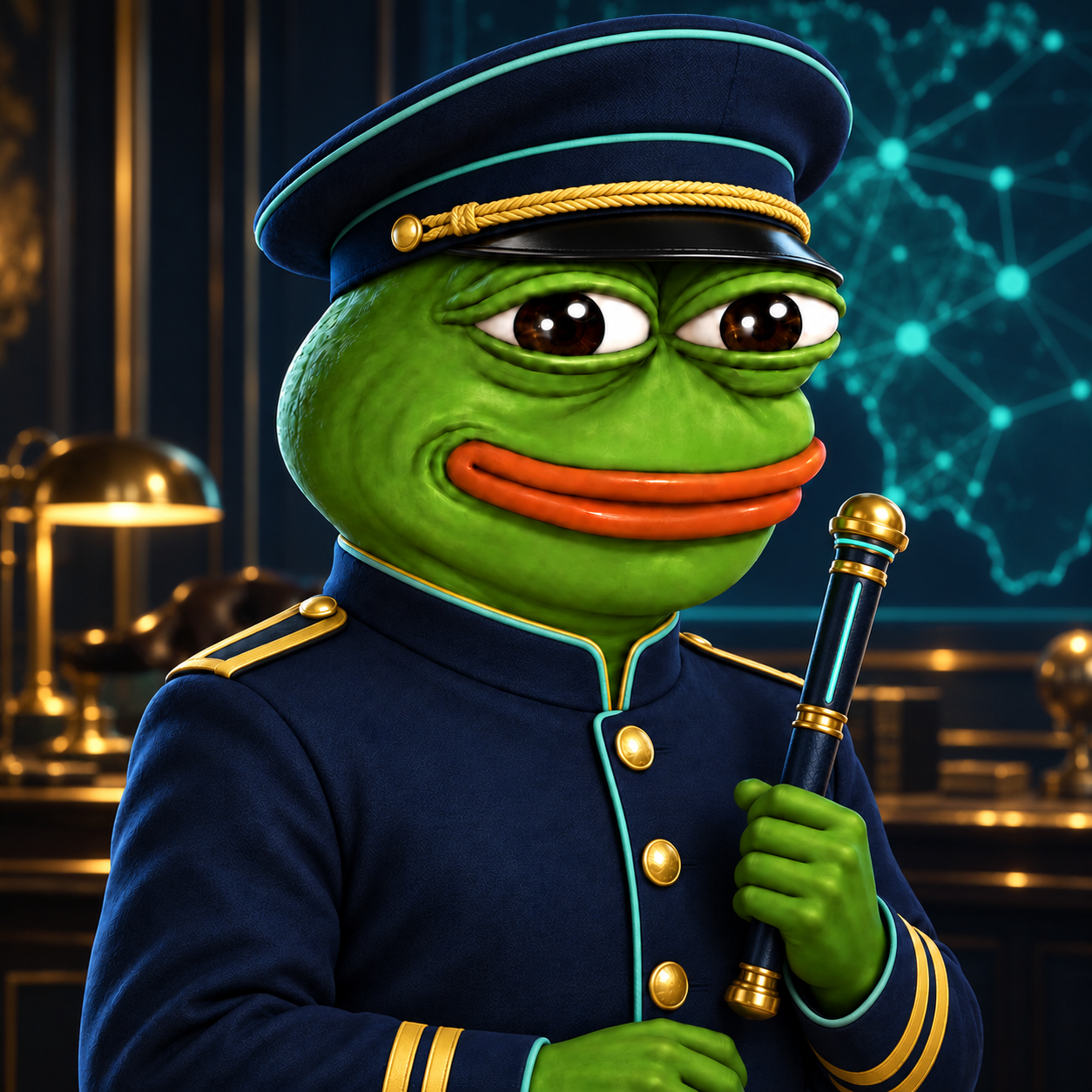 FROGUZA concept: High Command holding Ceremonial Baton in High Command Room.