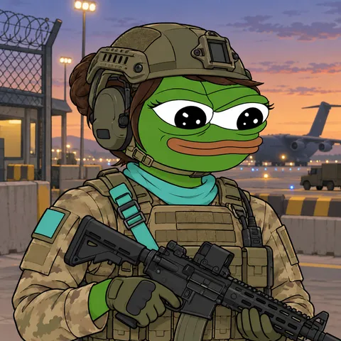 The Army Fren concept: Catch Flights Protecc Frens, Airfield Security, holding Modern Service Carbine.