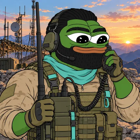 The Heavy Fren concept: Big Signal Energy, Communications Specialist, holding Rugged Backpack Radio.